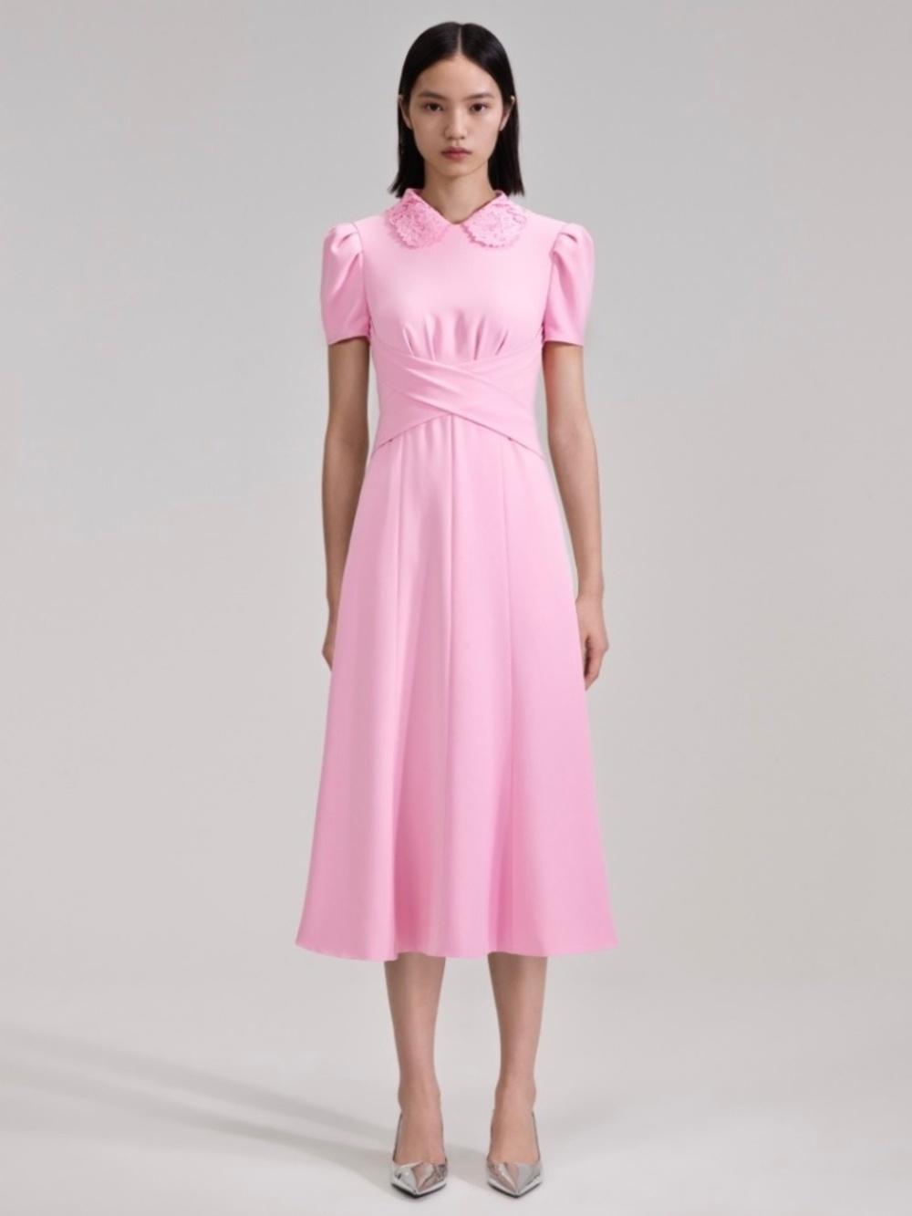 Self-Portrait Pink Crepe Dress